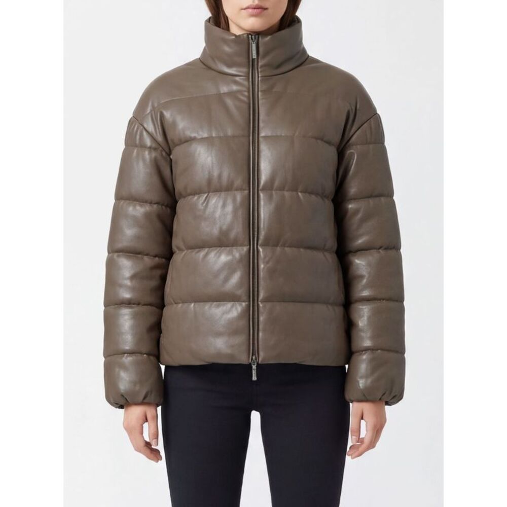 Mm Max Mara Women Short Padded Faux Leather Jacket Mm Max Mara With High Neck
